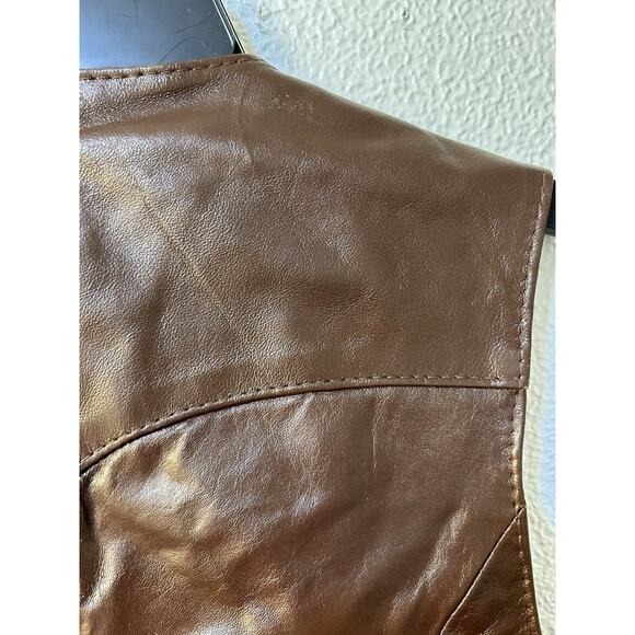 Vintage H Bar C California Ranch Wear Leather Sz 10 Brown Vest Cowgirl - Picture 10 of 16